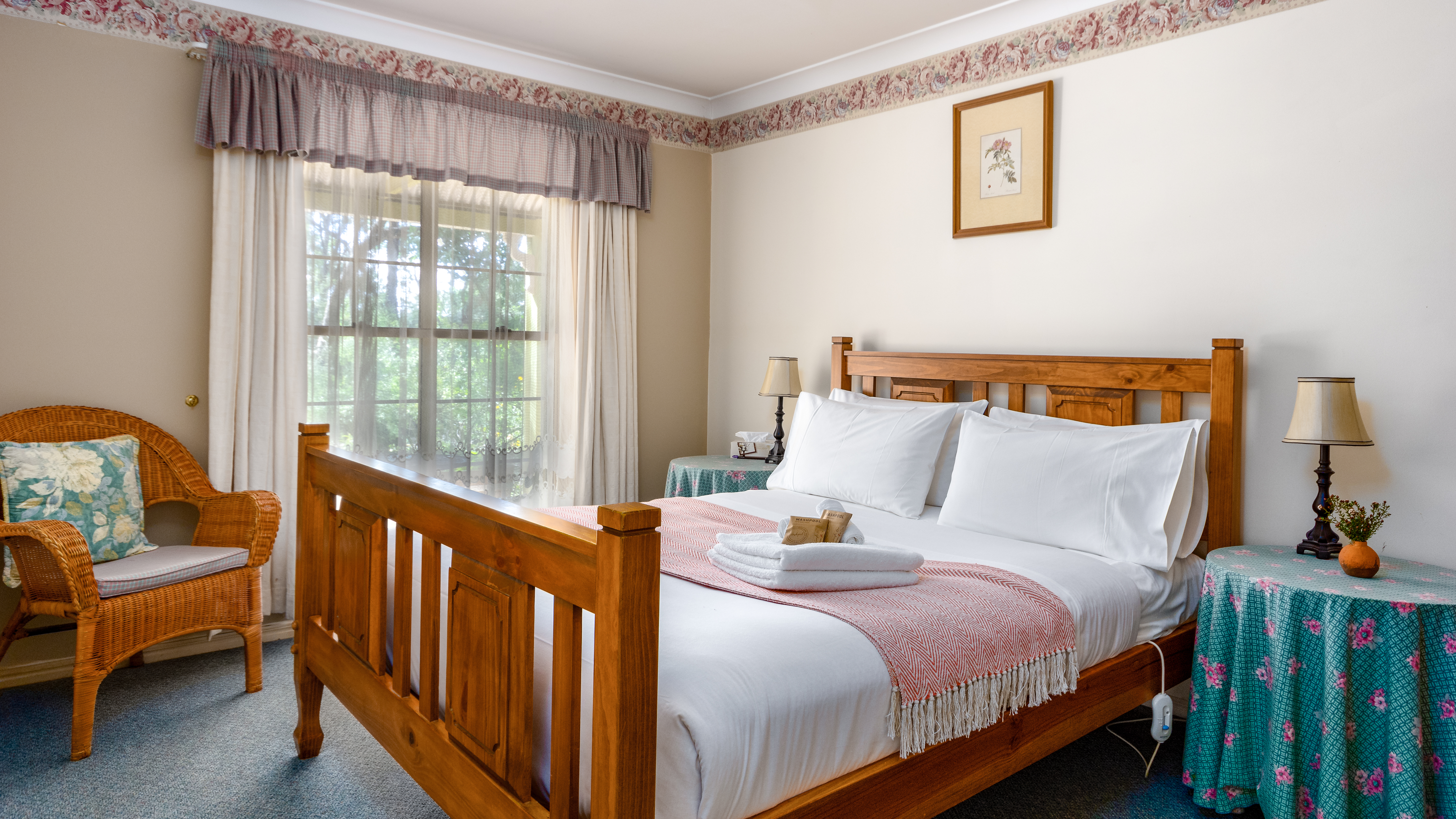 Comfortable queen sized bed in each of our two bedroom cottages